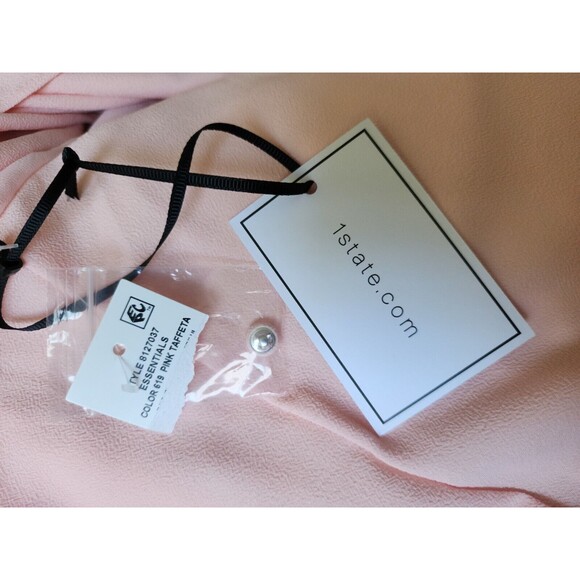 NWT 1.State High Neck Blouse Size L Pink Taffeta Off-Shoulder Demi-Sheer Party - Picture 9 of 11